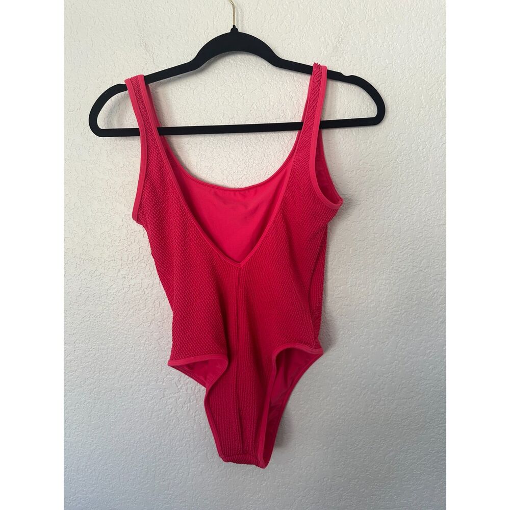 Abercrombie & Fitch The Trevor Project Pink Crinkle Texture One Piece Swimsuit M - Picture 4 of 8